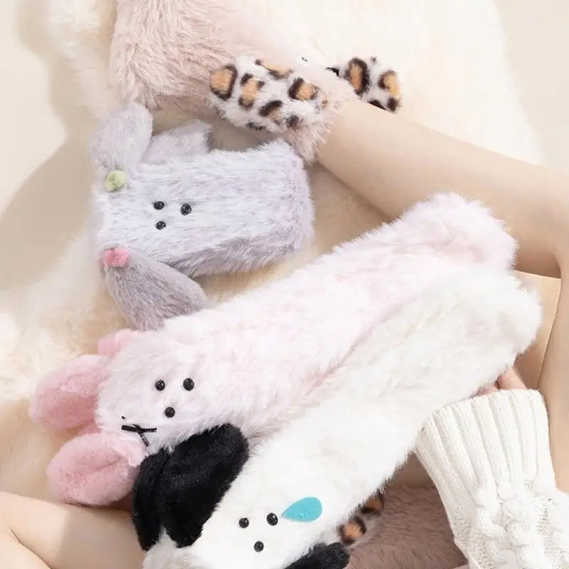 Soft Puppy Ears Fuzzy Warm Socks shown in various colors as a unique gift idea