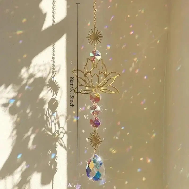 Colorful rainbow reflections from the sun catcher prism