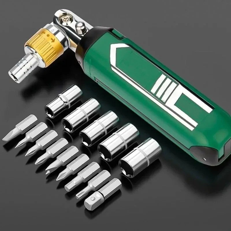 14in1 Multi Angle Ratchet Screwdriver Set shown with all its components as a unique gift idea
