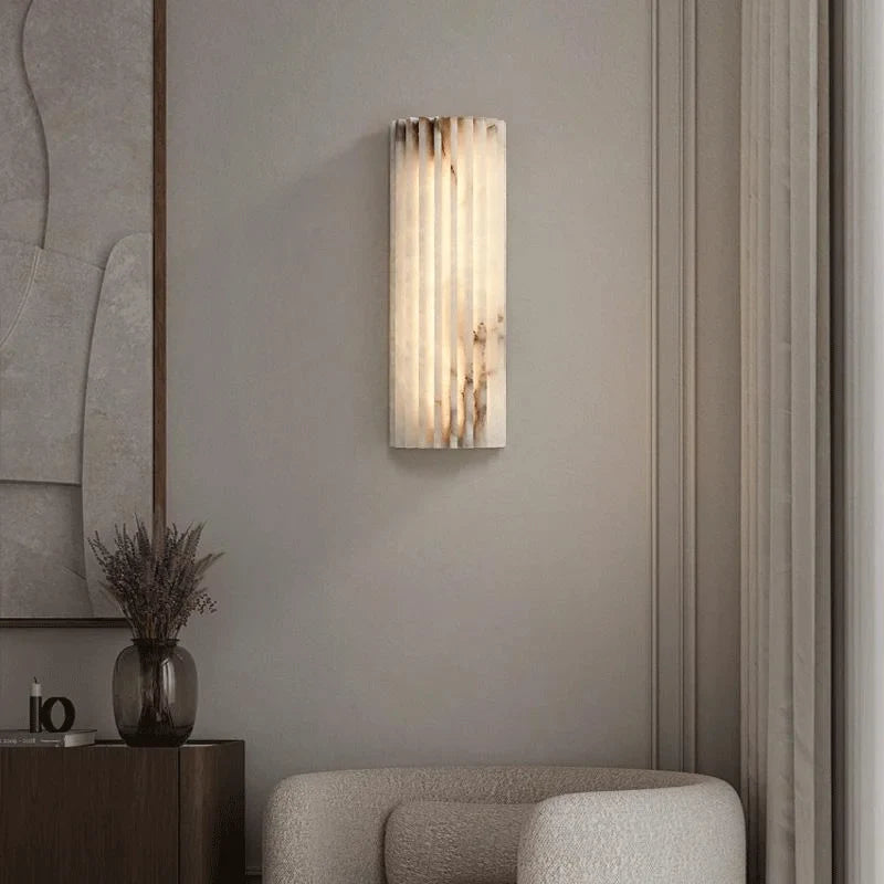 Slim profile of the LED light fixture against a neutral wall