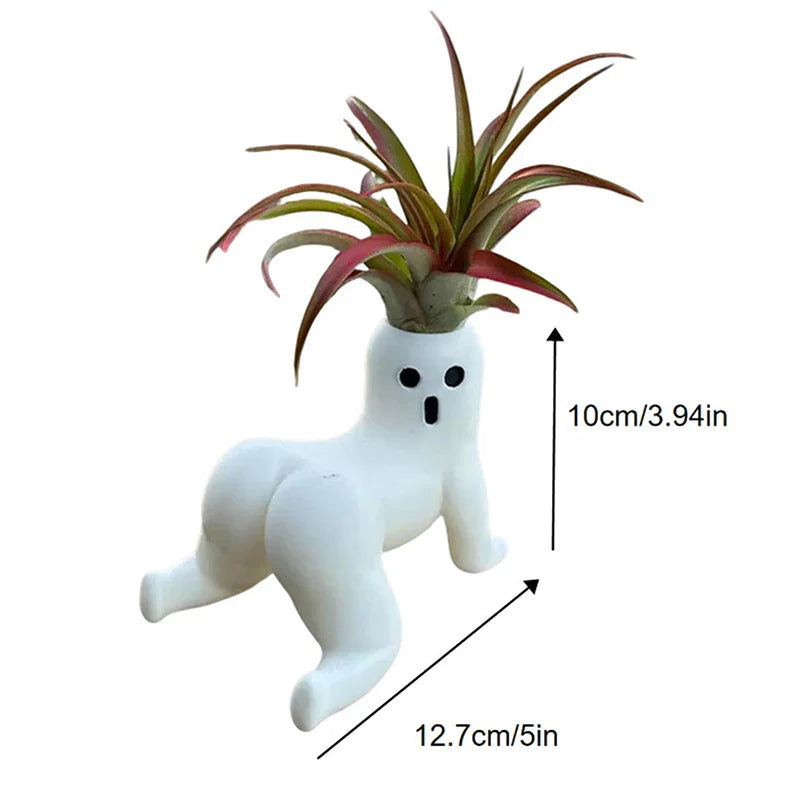 Close up of the Teasing Ghost Plant Mini Vase's funny design