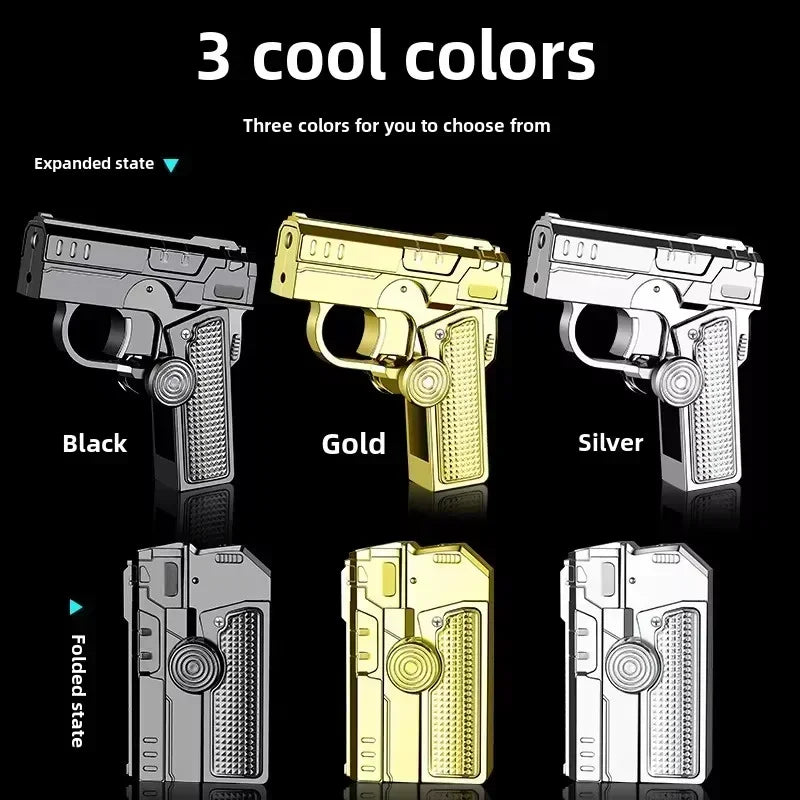 Detailed view of the foldable gun lighter's metal alloy construction