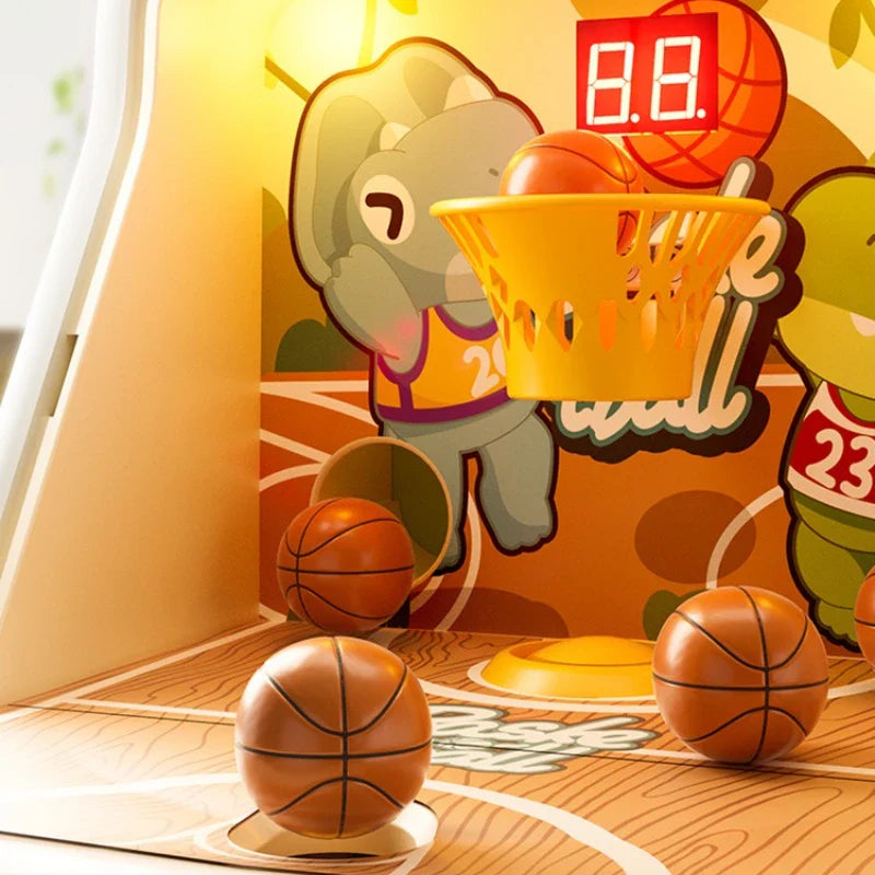 A child enjoying the Mini Basketball Shot Arcade Game at home
