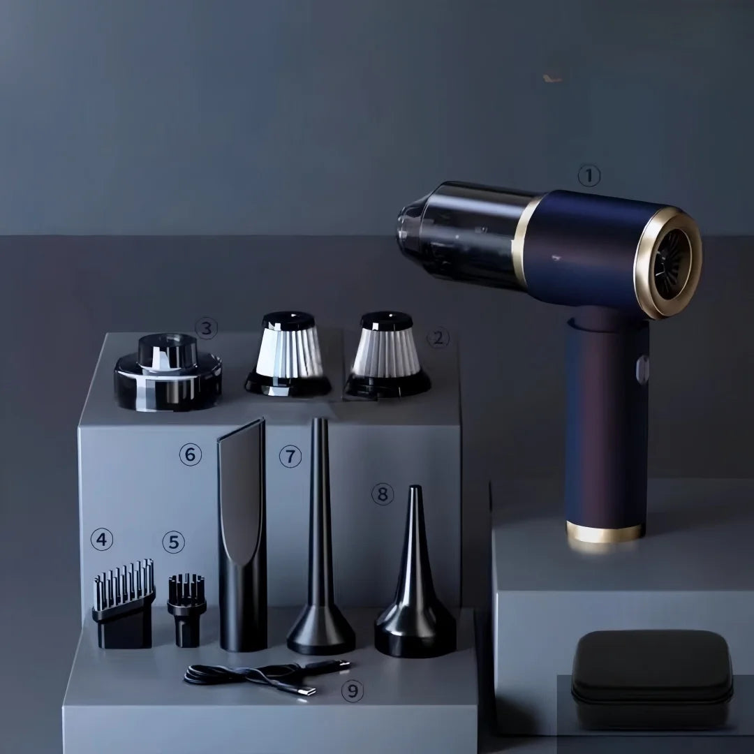 Hyper Clean vacuum with its set of versatile cleaning attachments.