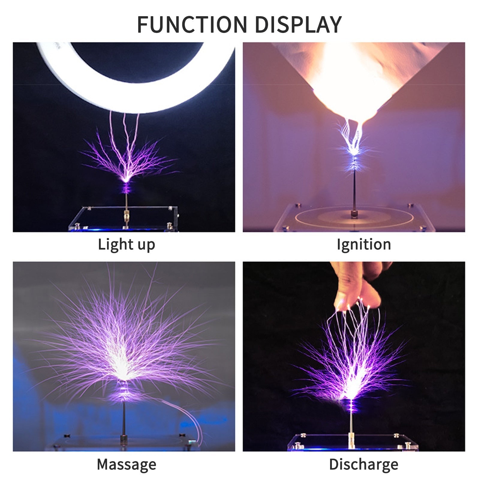 Creative gadget gift the Tesla Coil Speaker playing music and lighting up a bulb