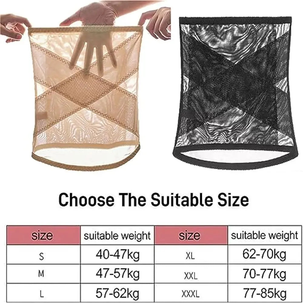 Detailed view of the cross mesh girdle waist shaping technology