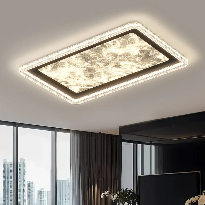 The Moon Ring Ambient Ceiling Lamp illuminating a bedroom