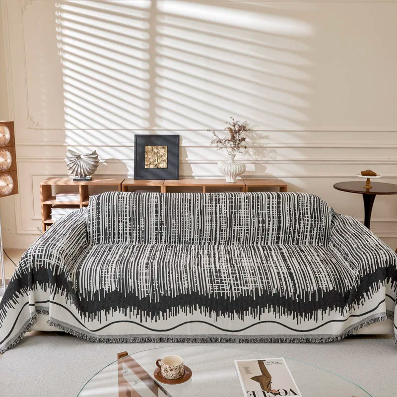 Stylish Geometric Lines Sofa Throw Cover Blanket gift for a modern home