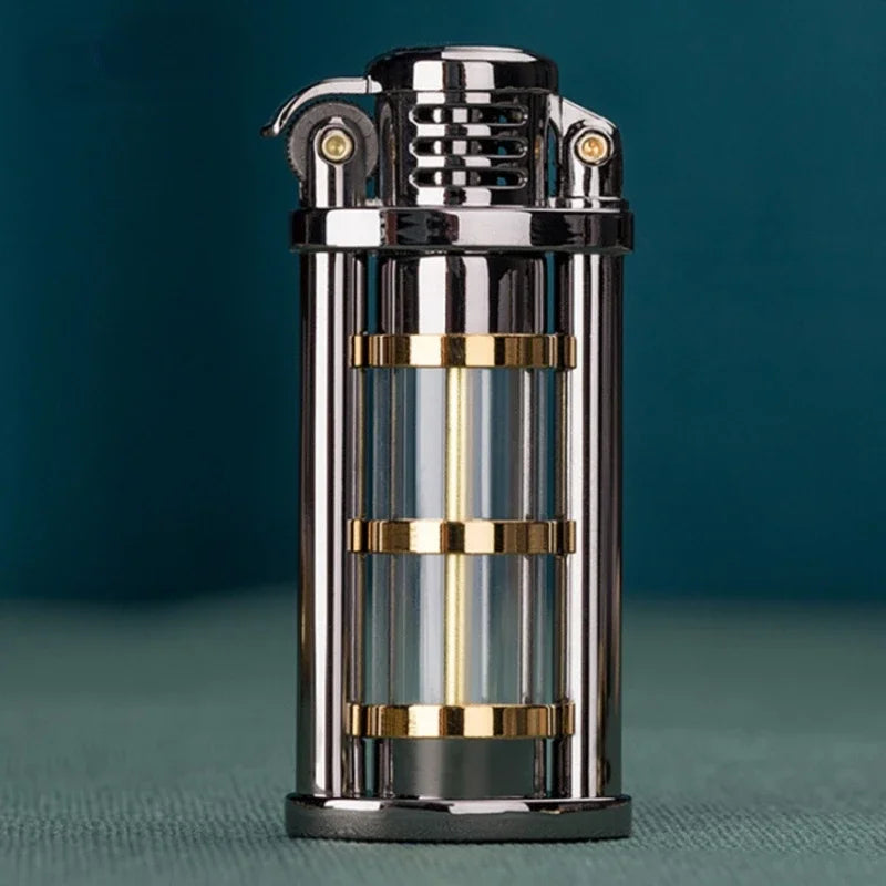 The Timeless Ignite Transparent Fuel Kerosene Lighter held in hand
