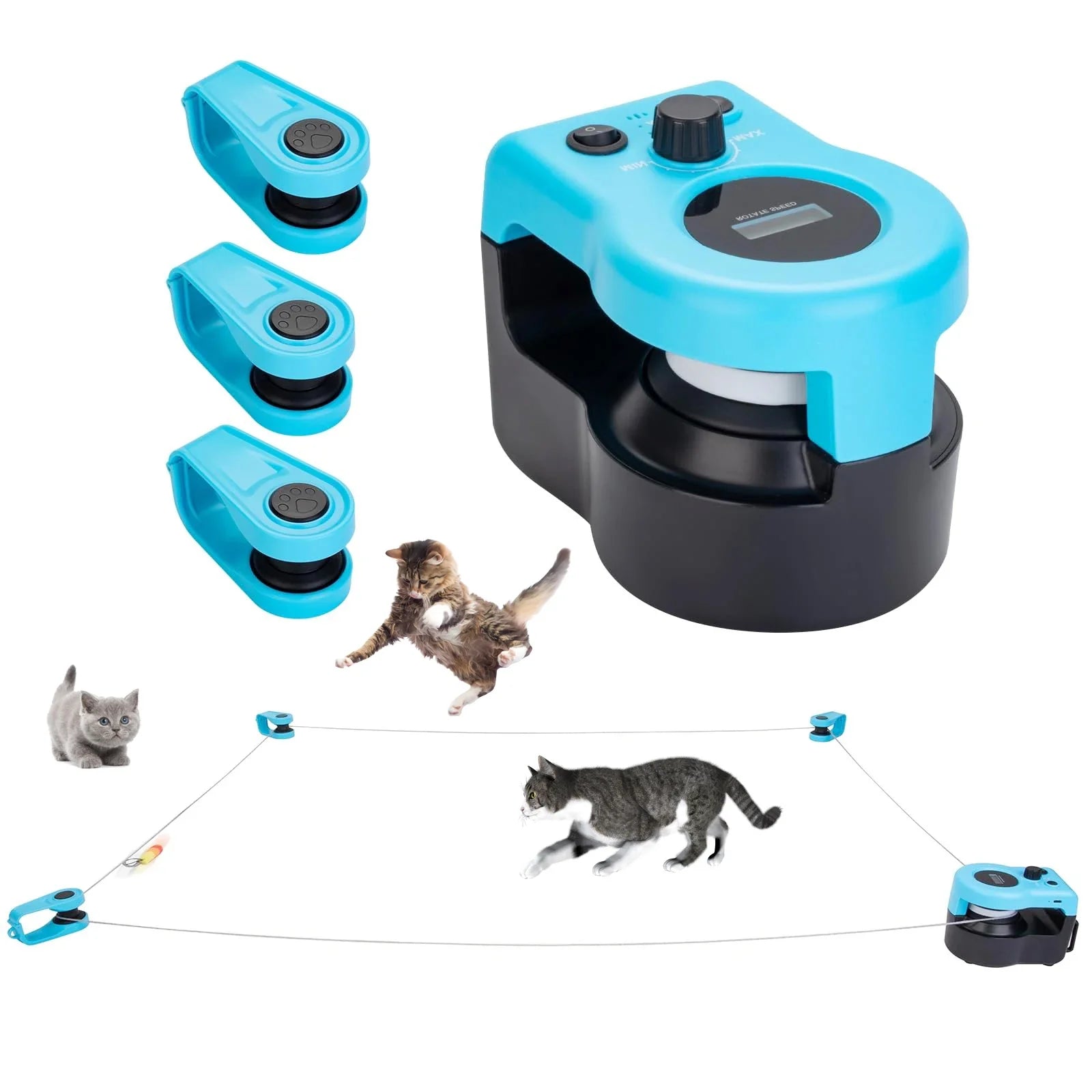 The complete Cat Chaser Automatic Indoor Fun Pet Toy kit