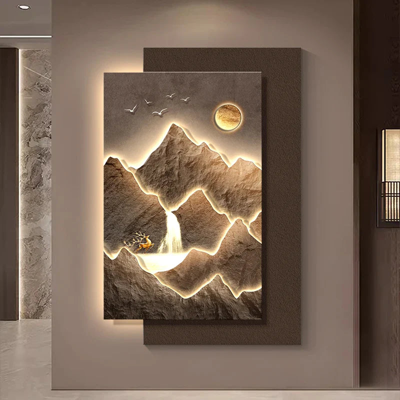 The Mountain Landscape wall art installed as a focal point in a modern home