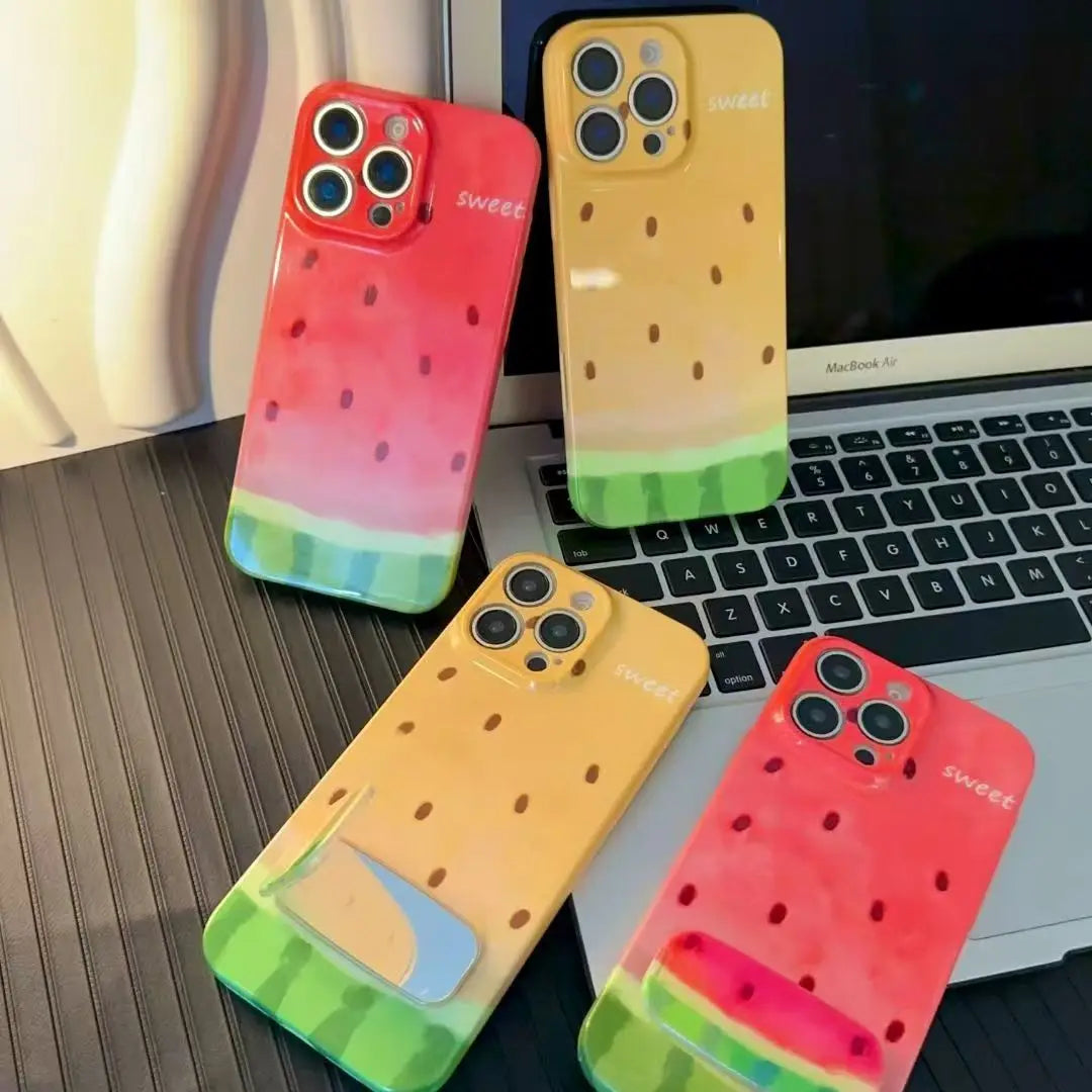 Different angles of the watermelon phone case gift