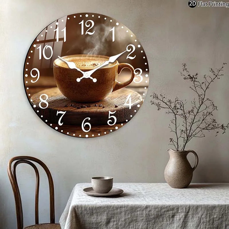 Side view of the lightweight aluminum coffee clock showing its slim profile