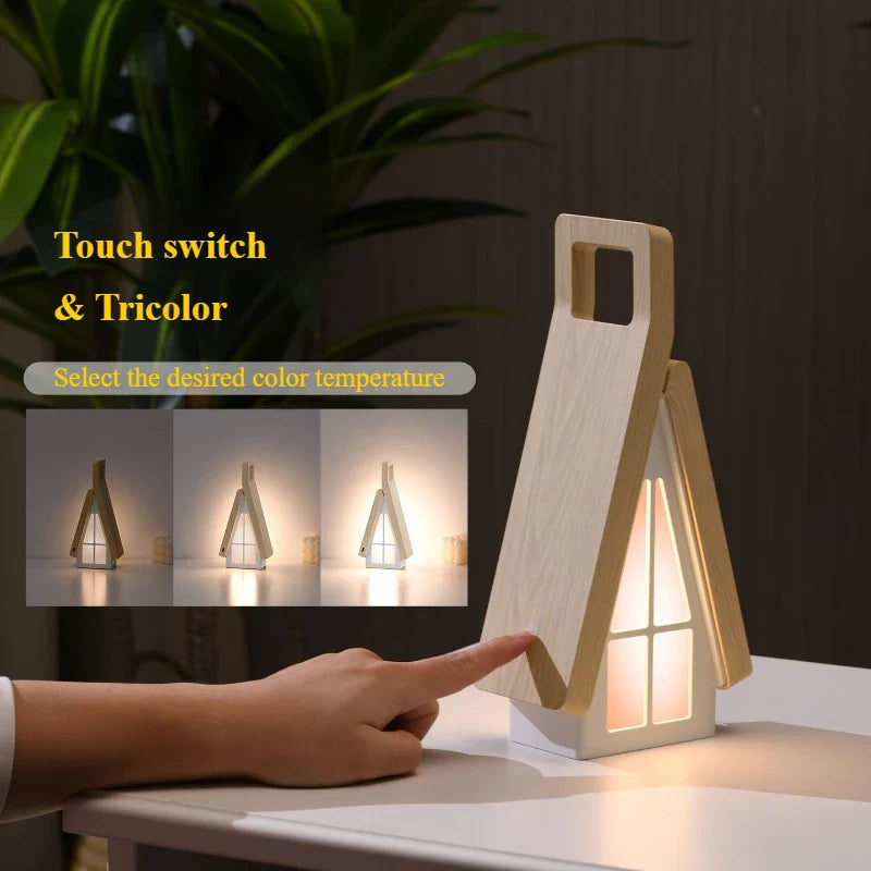 Close-up of the touch control feature on the creative foldable lamp