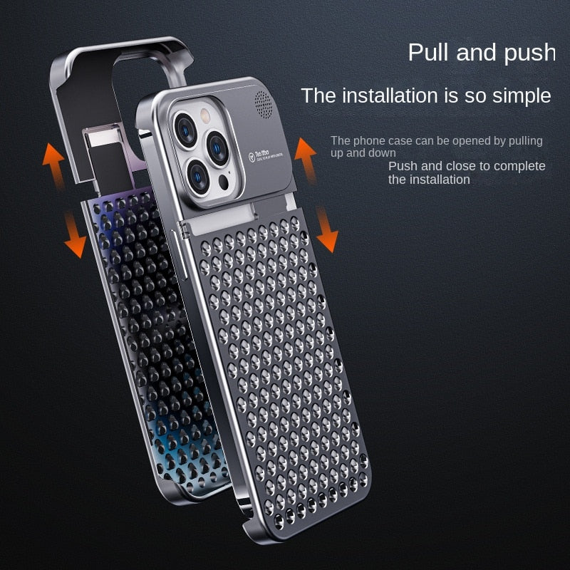 Close up of the cooling vents on the premium aluminum iPhone case