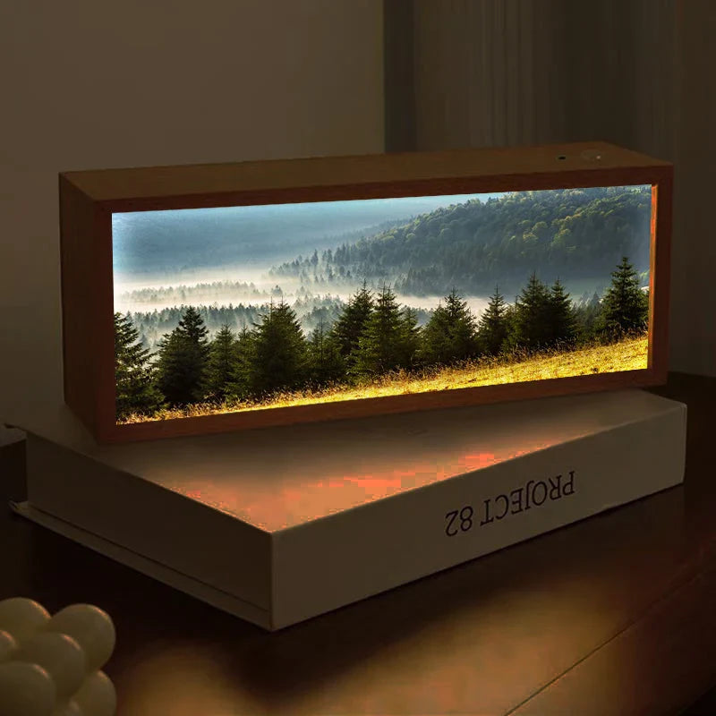 Close-up of the illuminated art piece, a creative gadget for home decor