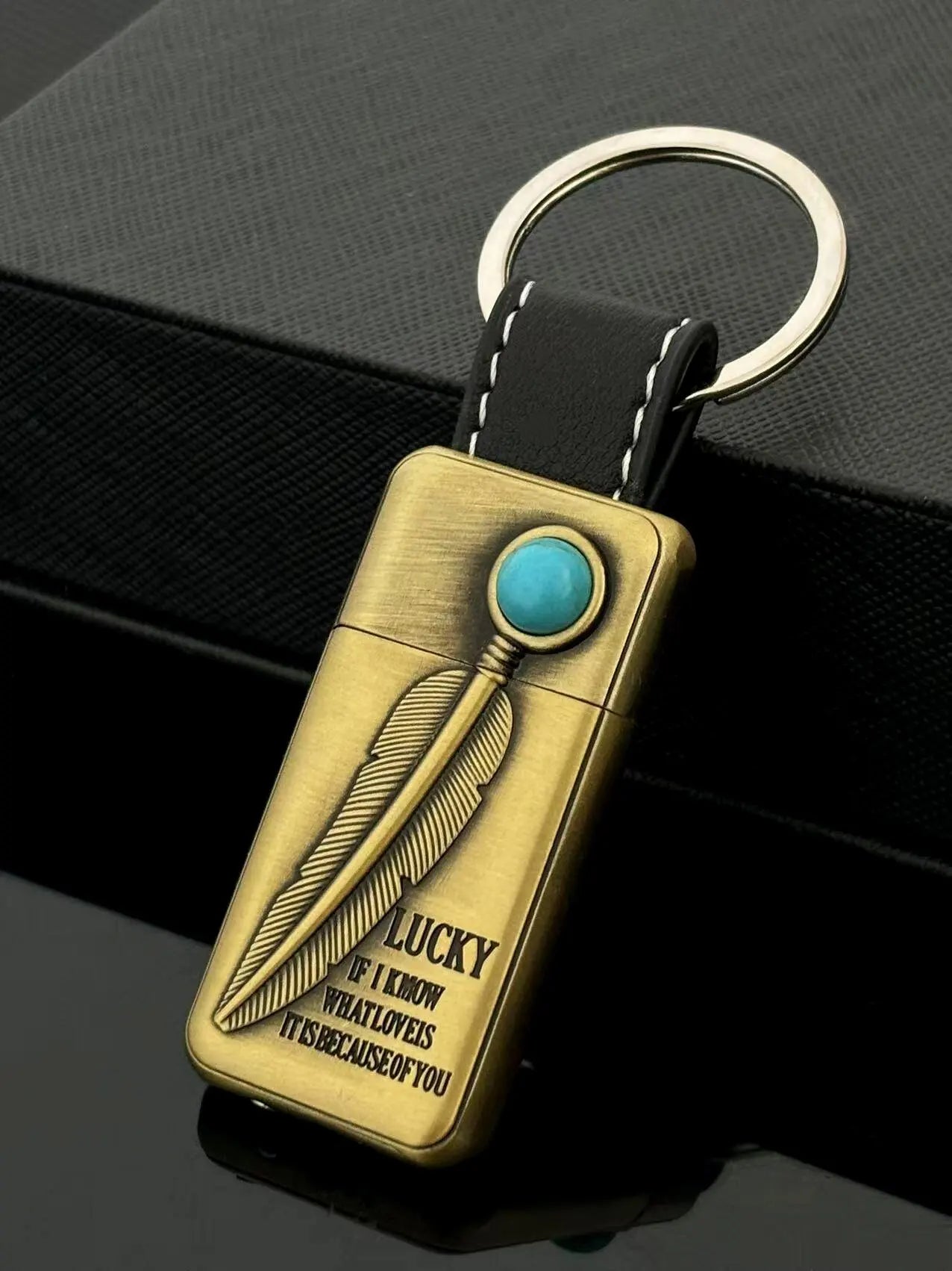 Both antique silver and gold color options for the Turquoise Stone Lighter