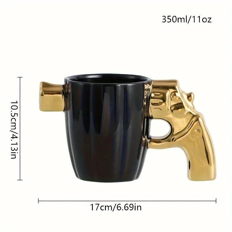 Close-up of the ceramic Revolver Grip Coffee Mug