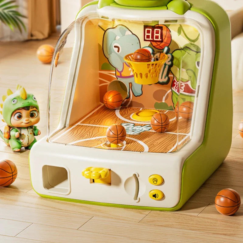 The compact Mini Basketball Shot Arcade Game fitting perfectly on a desk