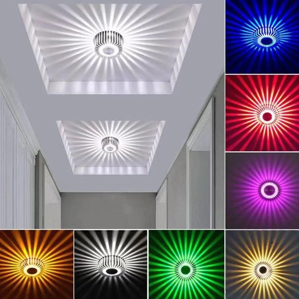 Sunburst Art LED Ceiling Light used as wall art in a modern interior
