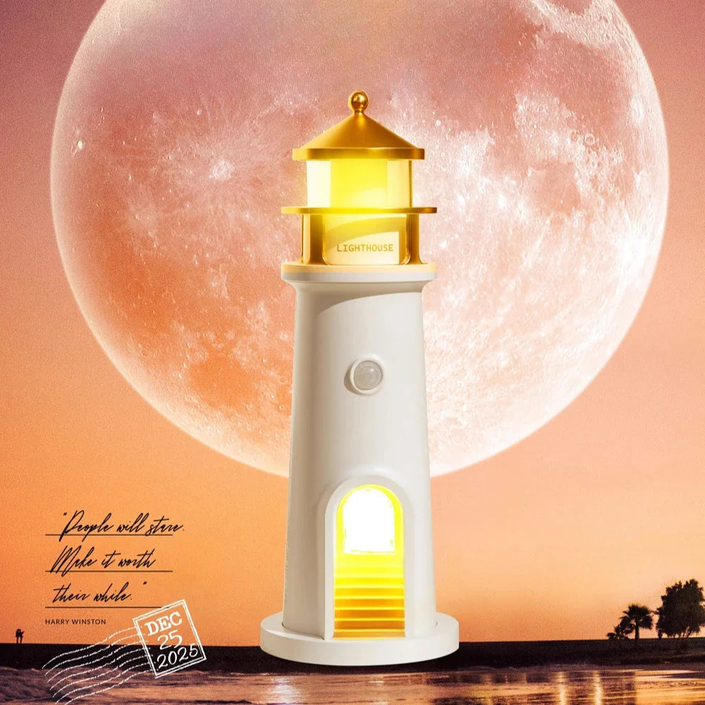 Close-up of the moon detail on the lighthouse lamp