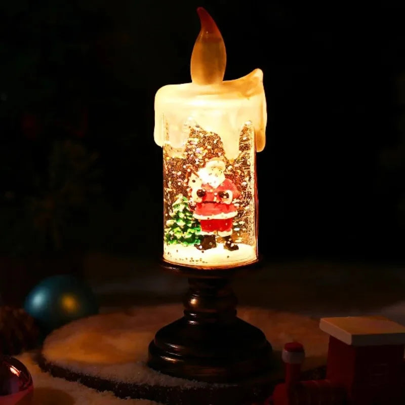LED Snowfall Candle adding a festive touch to a room
