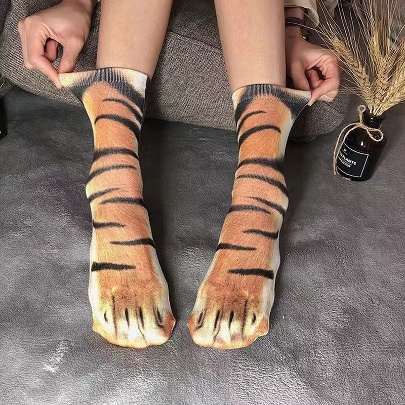Close-up of the detailed print on the animal ankle wear socks
