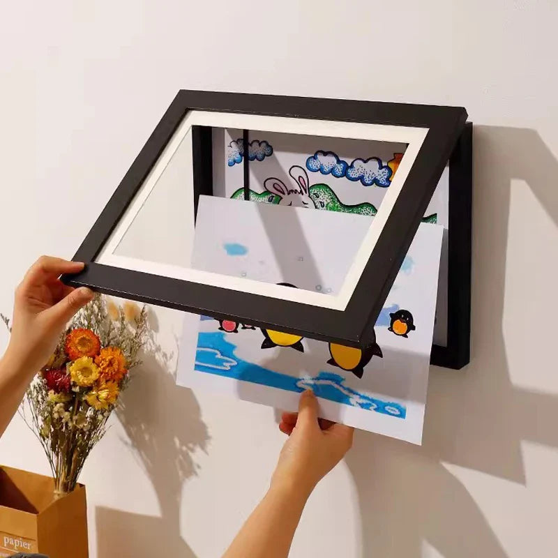 Children's artwork displayed in Magnetic Wooden Art Frame