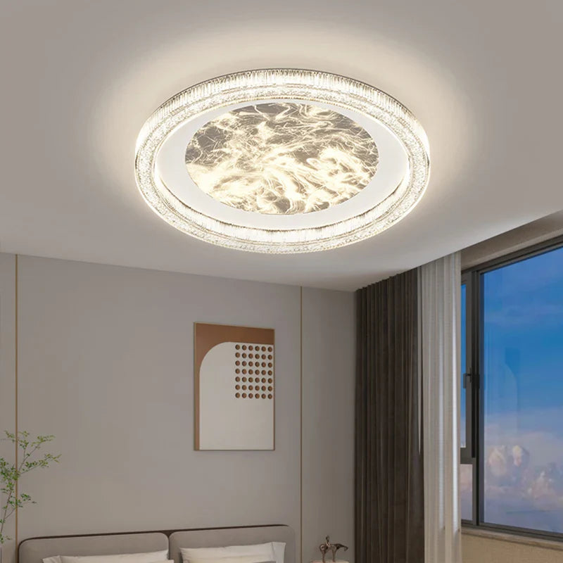 Side view showing the slim profile of the surface-mounted ceiling lamp