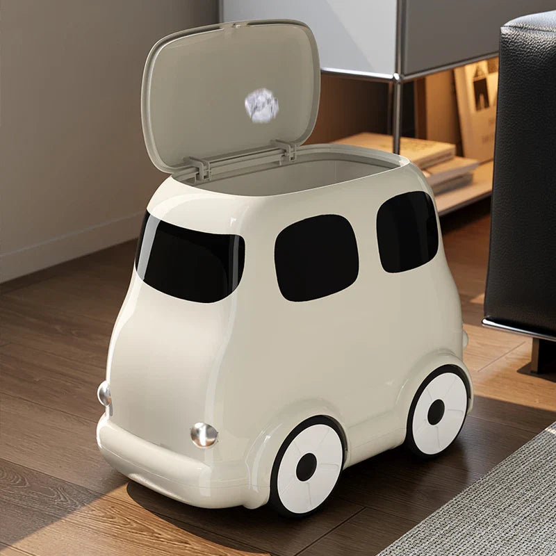 Cartoon Car Kids Ride-On Trash Bin turning cleanup into a game for children