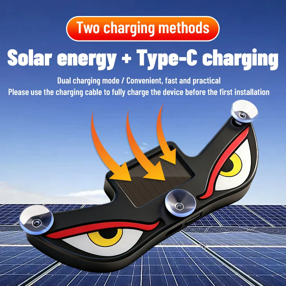 Predator Eye Solar LED Dynamic Car Warning Light in action