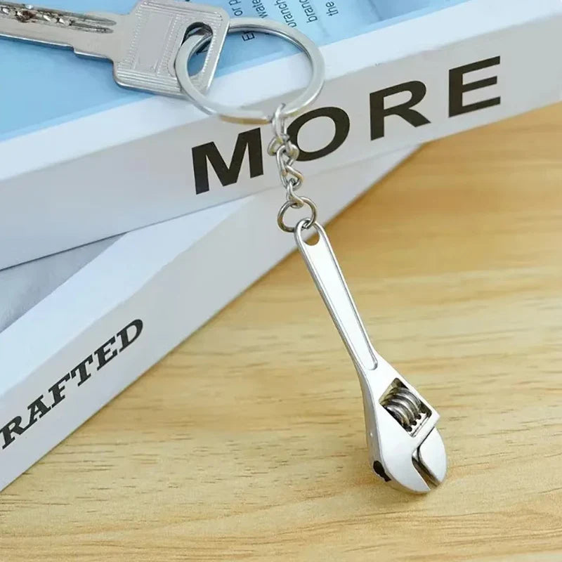 A close-up view of the adjustable Mini Wrench Keychain's details