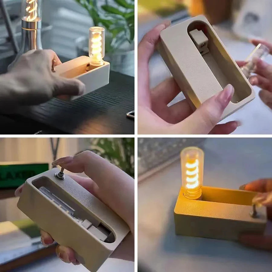 Close-up of the flip mechanism on the unique rechargeable night lamp