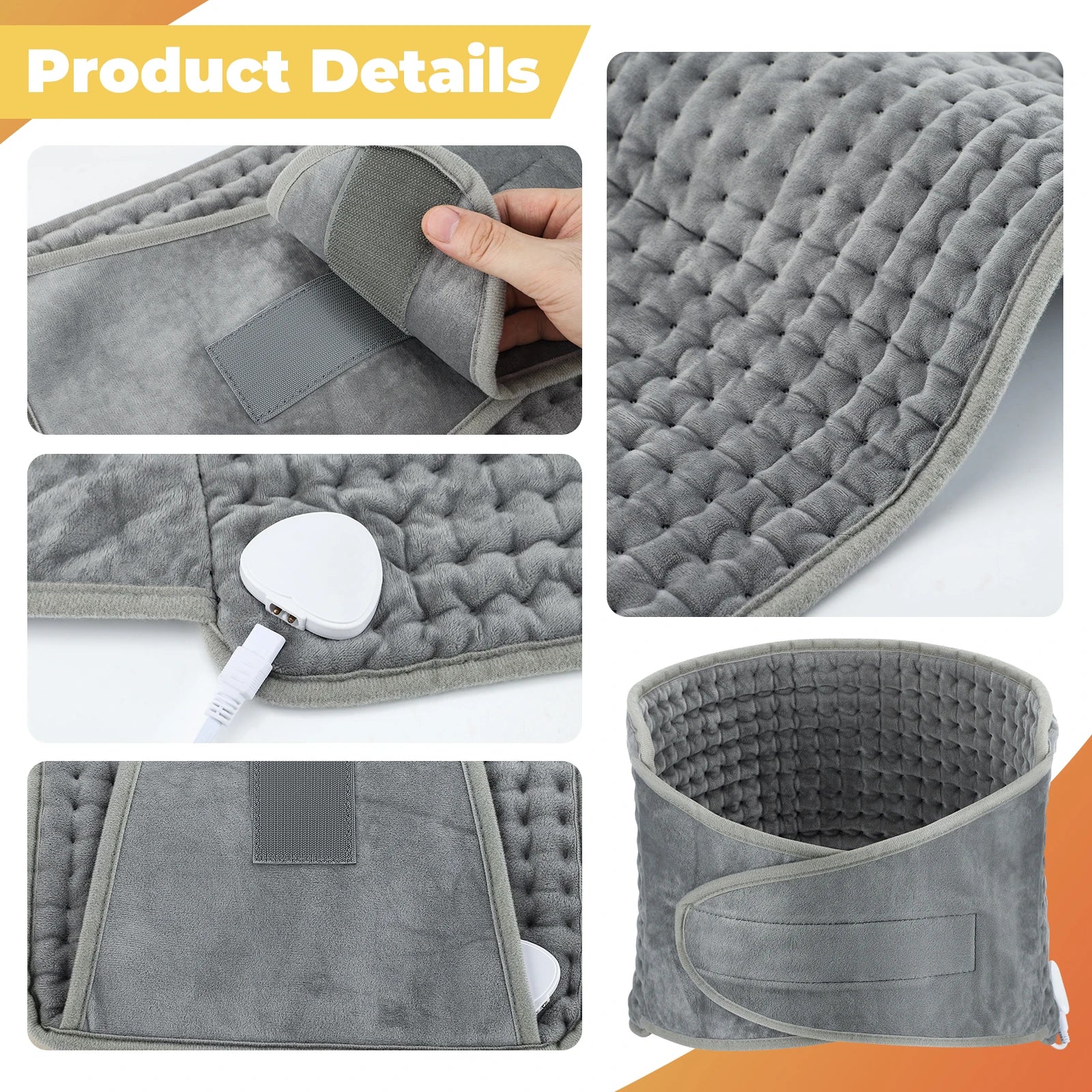 Full product view of the Electric Heat Therapy Lumbar Support Belt and its components