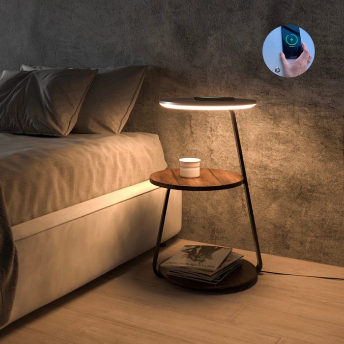 Wireless Charging Wood Illuminated Desk Lamp