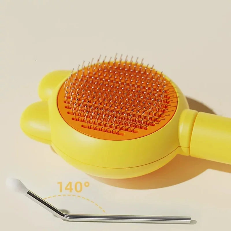 Grooming a happy dog with the gentle bristle pet brush