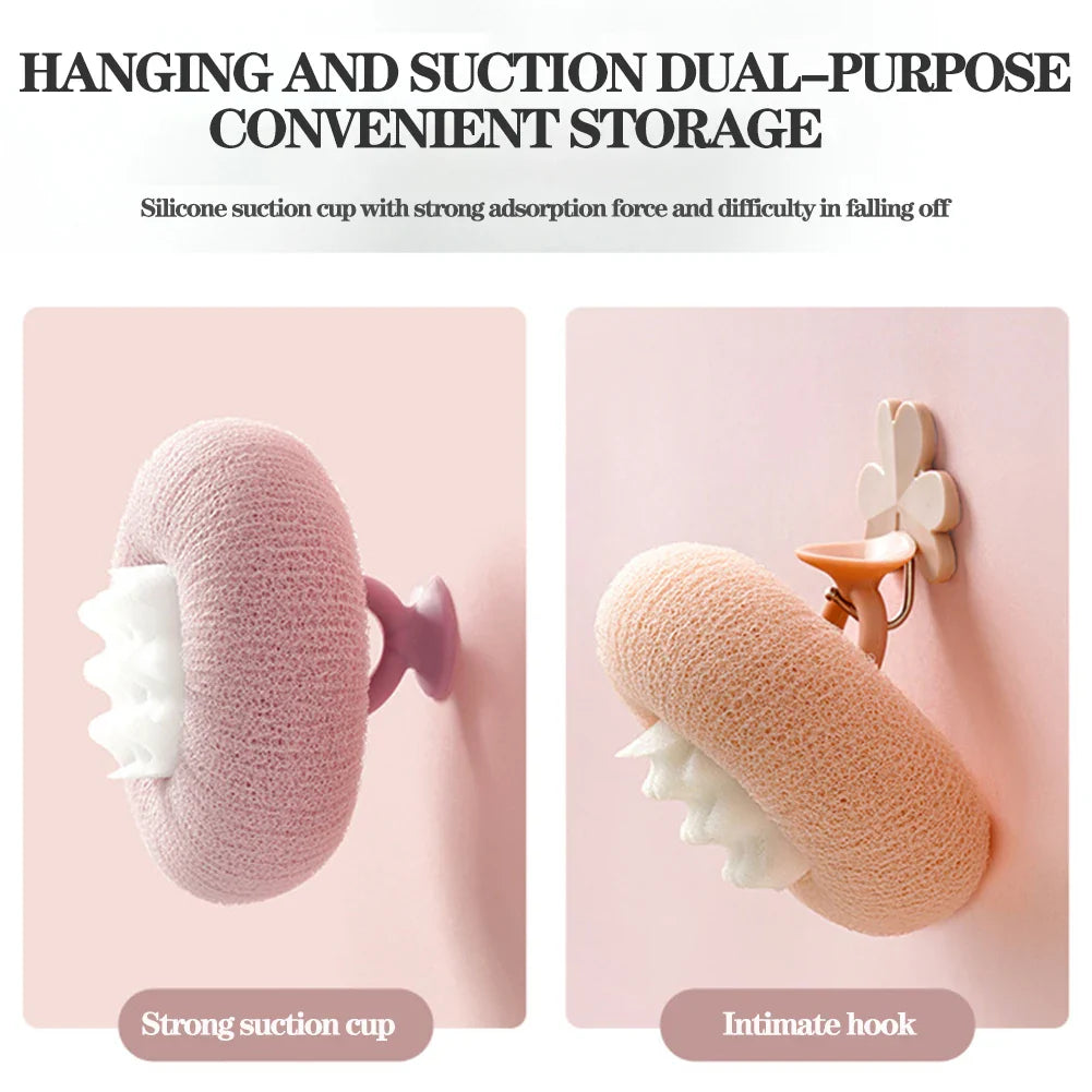 The sunflower inspired shower sponge creating a rich lather