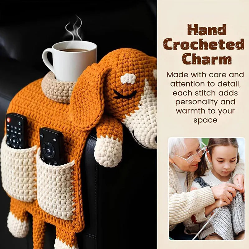 Top-down view of the dog figure remote organizer's pockets