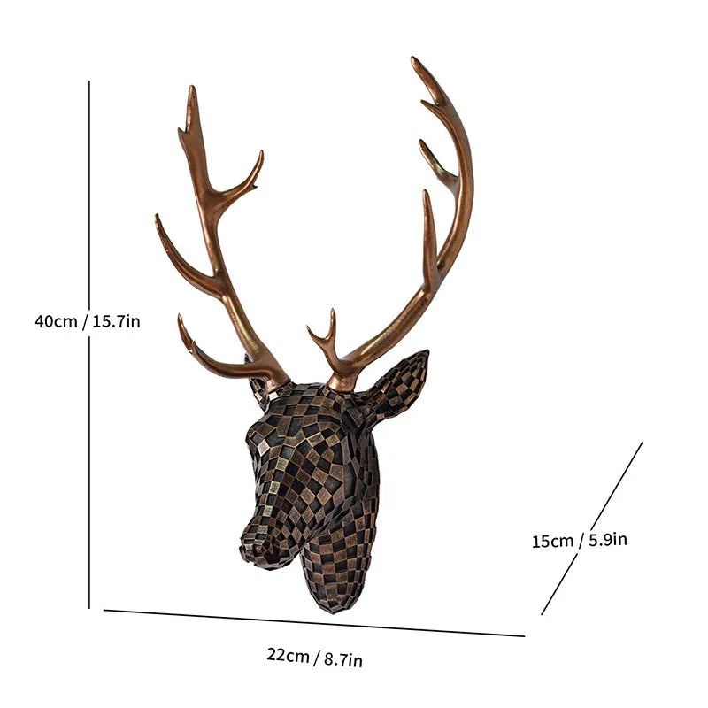Deer head sculpture enhancing a living room's aesthetic