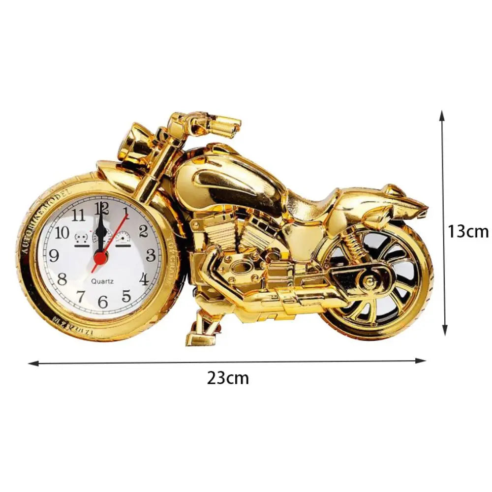 Vintage Motorcycle Bedside Alarm Clock on a wooden surface