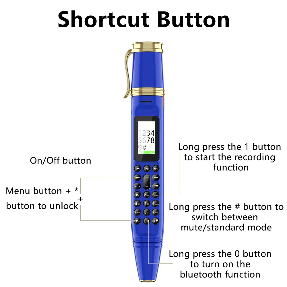 A person using the pen-shaped phone to write notes