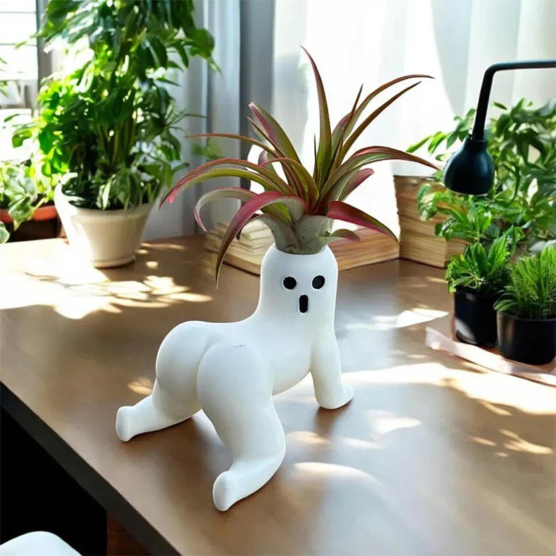 Cheeky ghost planter perfect for a desk or shelf