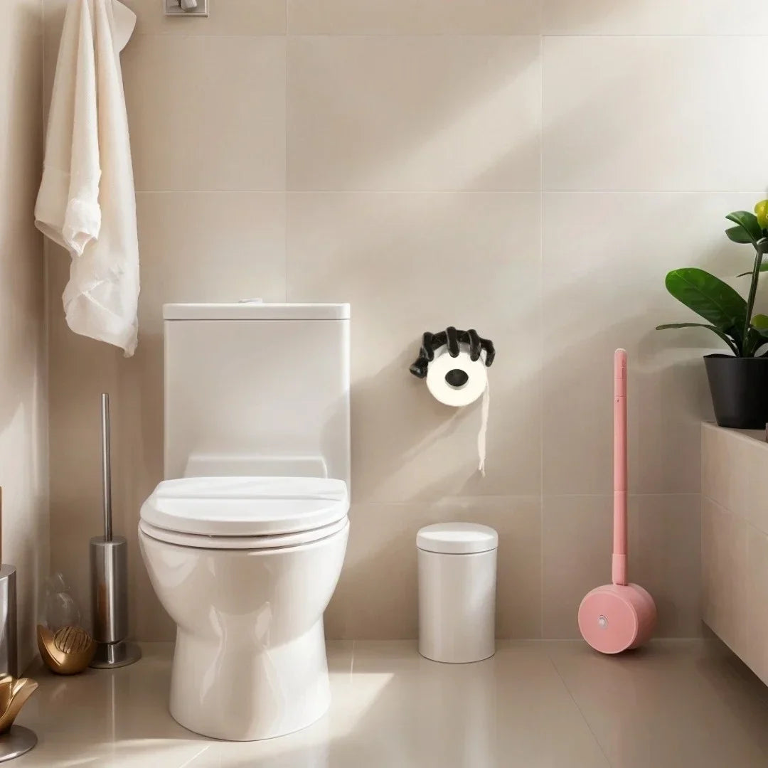 Close-up of the black Witch Hand Toilet Paper Holder creative gadget