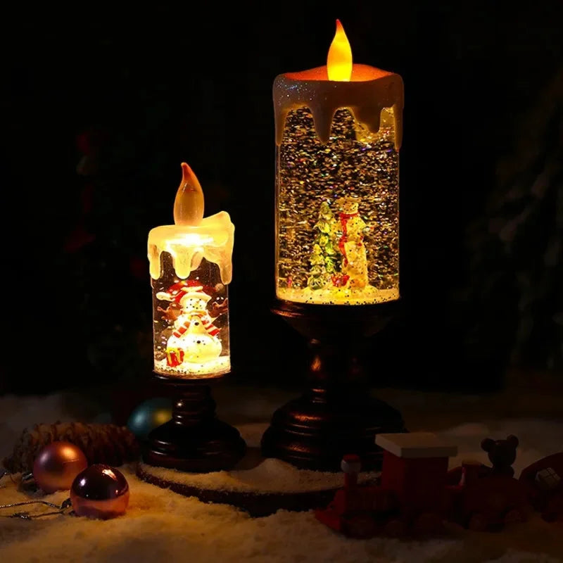 Decorative LED Christmas candle on a living room table