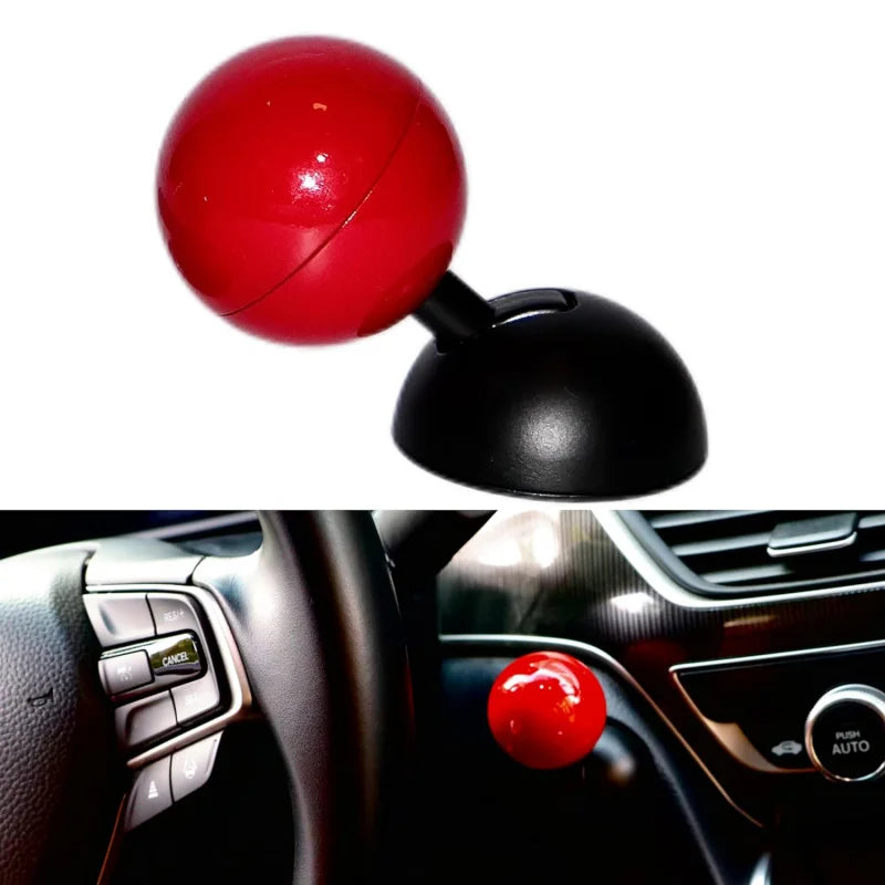 Close-up view of the futuristic joystick car ignition button