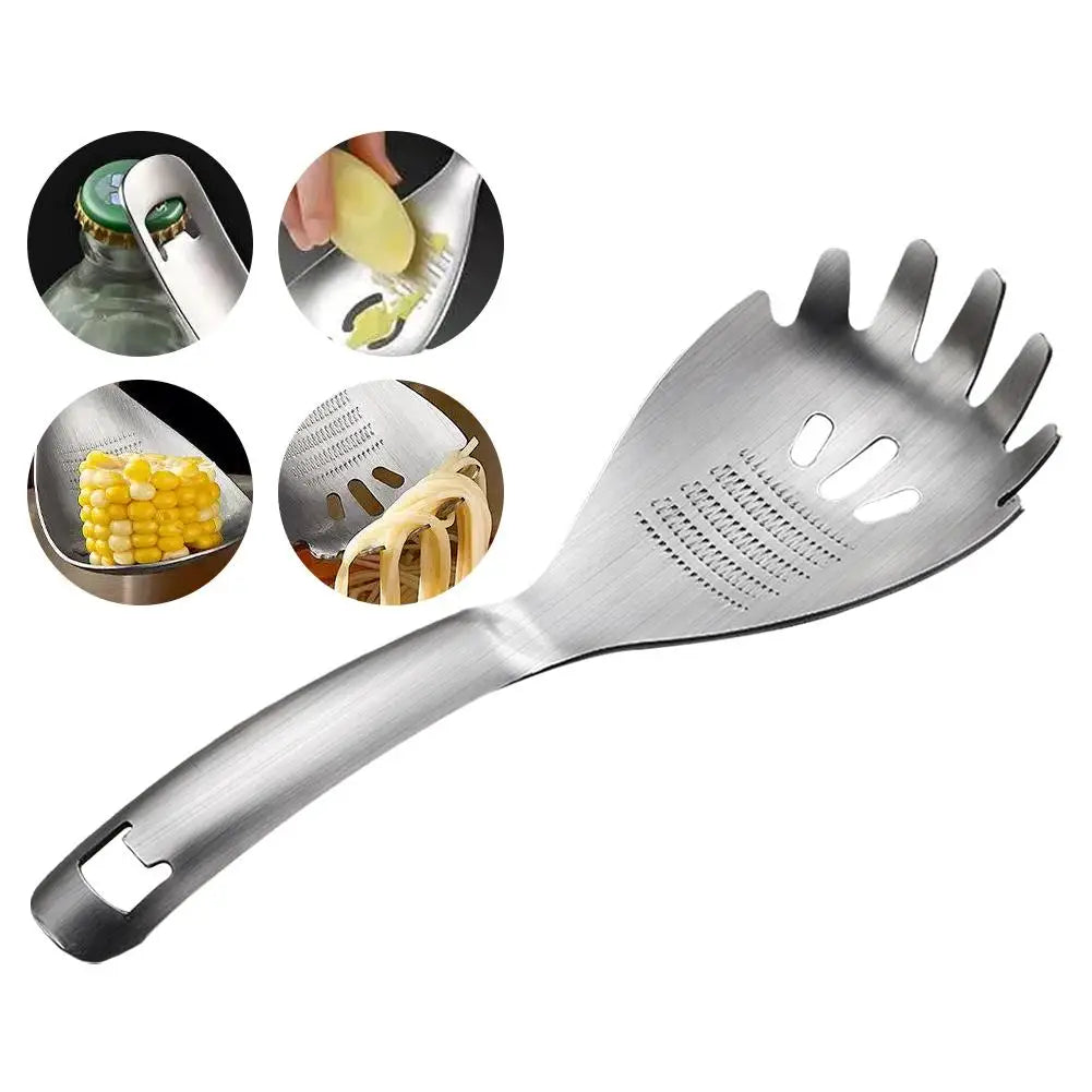 Mashing potatoes with the multi-purpose stainless steel spoon
