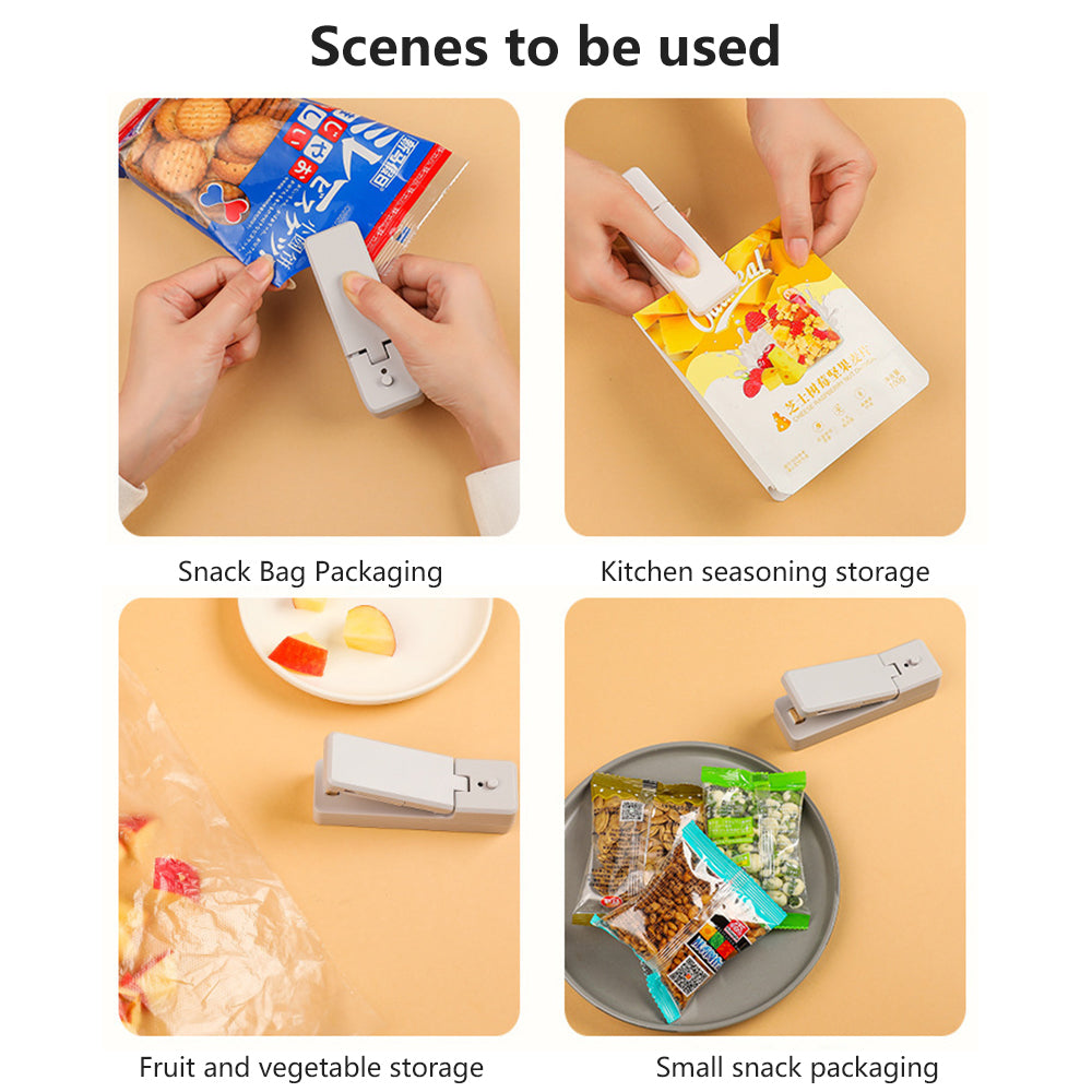Demonstration of the USB bag sealer's built-in cutter feature