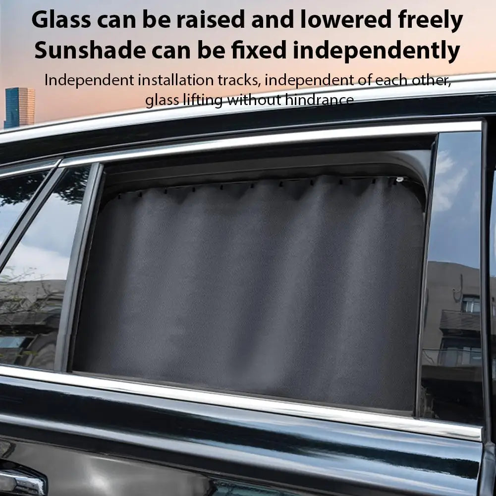 Full set of four retractable magnetic car window shades