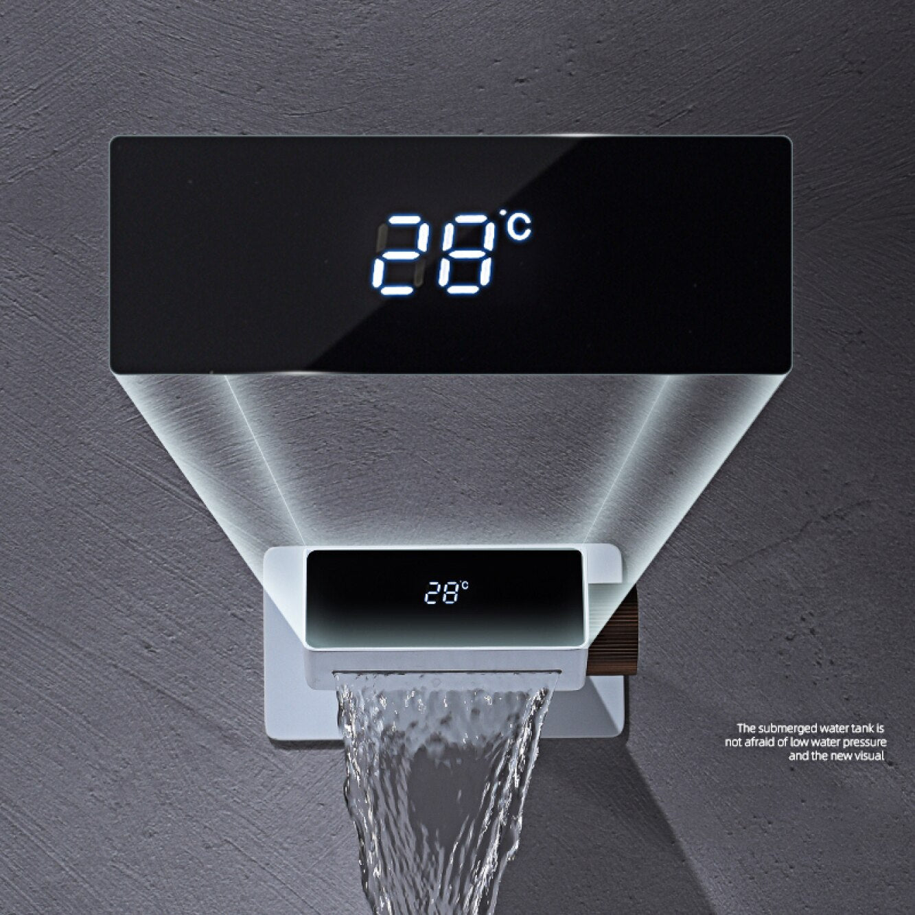 Detailed view of the faucet's handle and spout, highlighting the quality brass material.