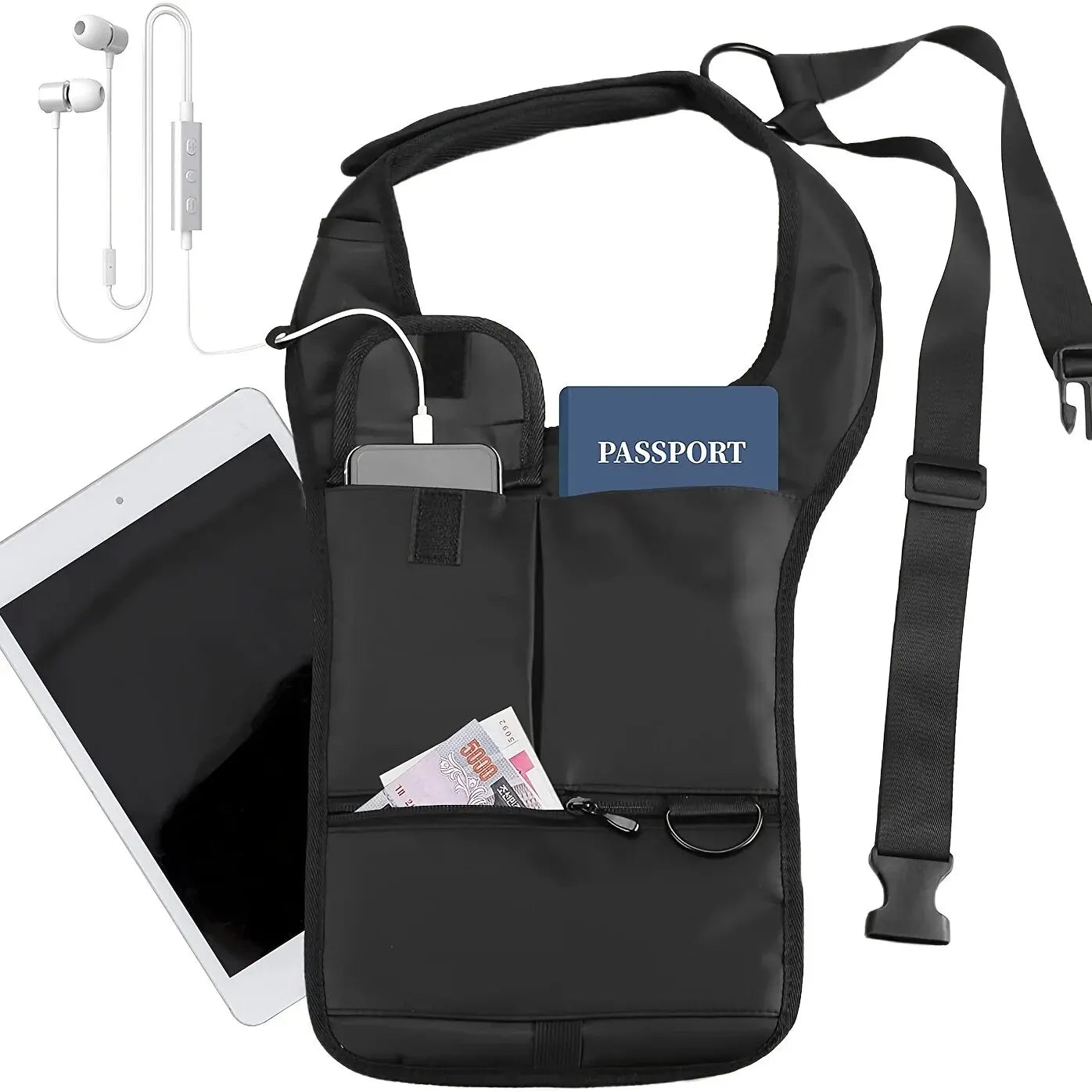 Person wearing the underarm crossbody bag under a jacket for a stylish look